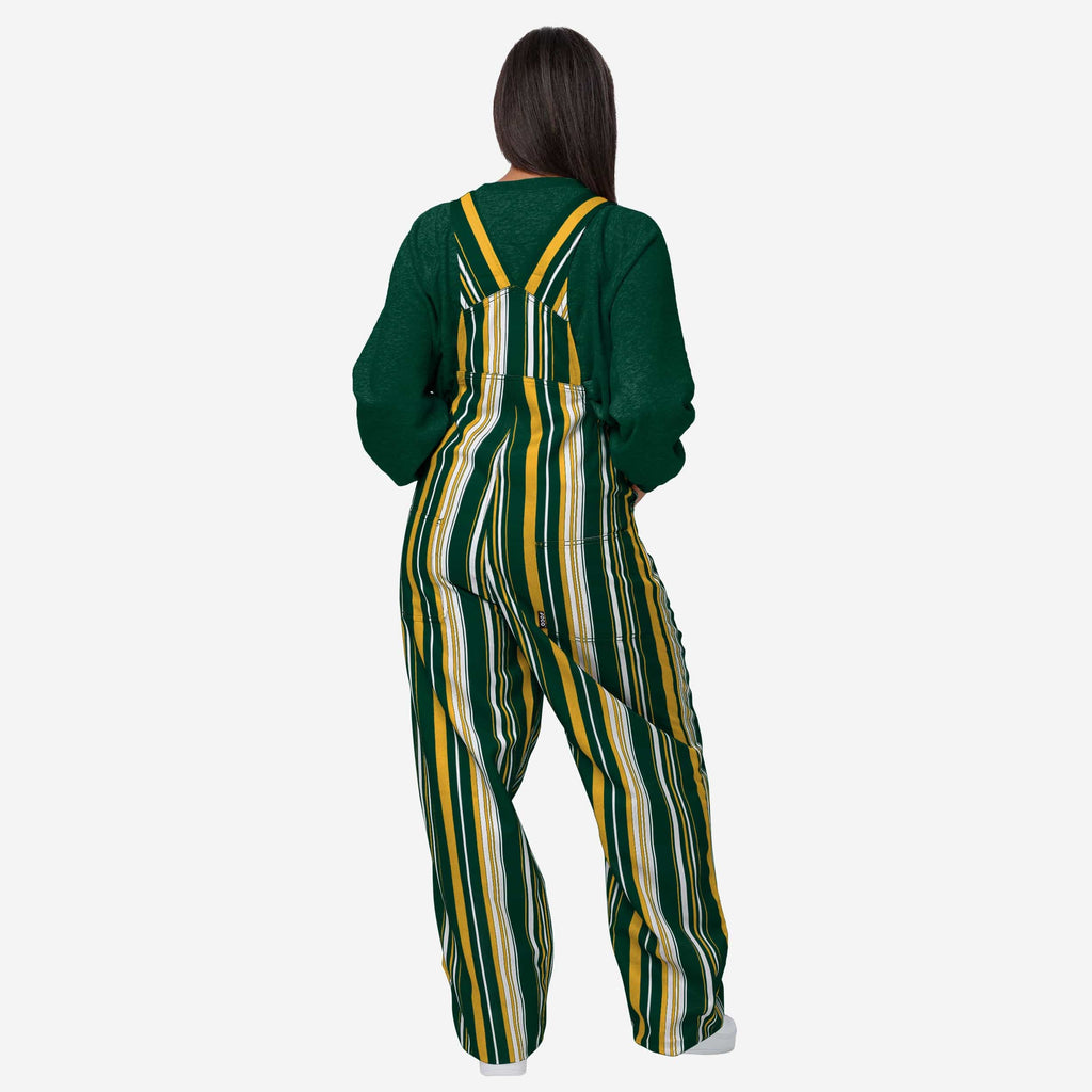 Green Bay Packers Womens Hyper Stripe Bib Overalls FOCO
