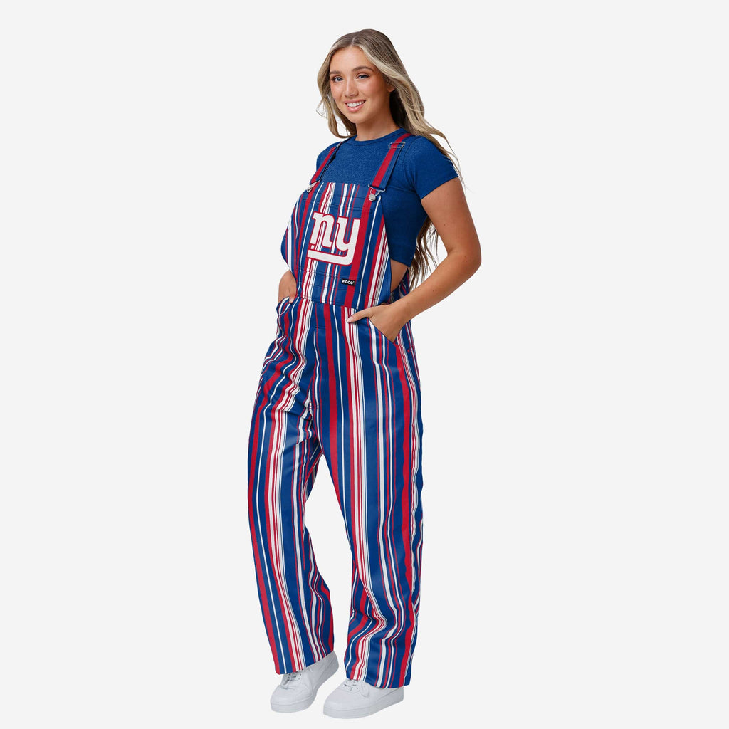 New York Giants Womens Hyper Stripe Bib Overalls FOCO XS - FOCO.com