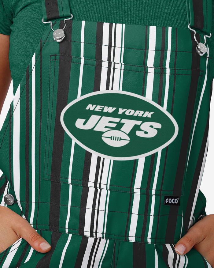 New York Jets Womens Hyper Stripe Bib Overalls FOCO - FOCO.com