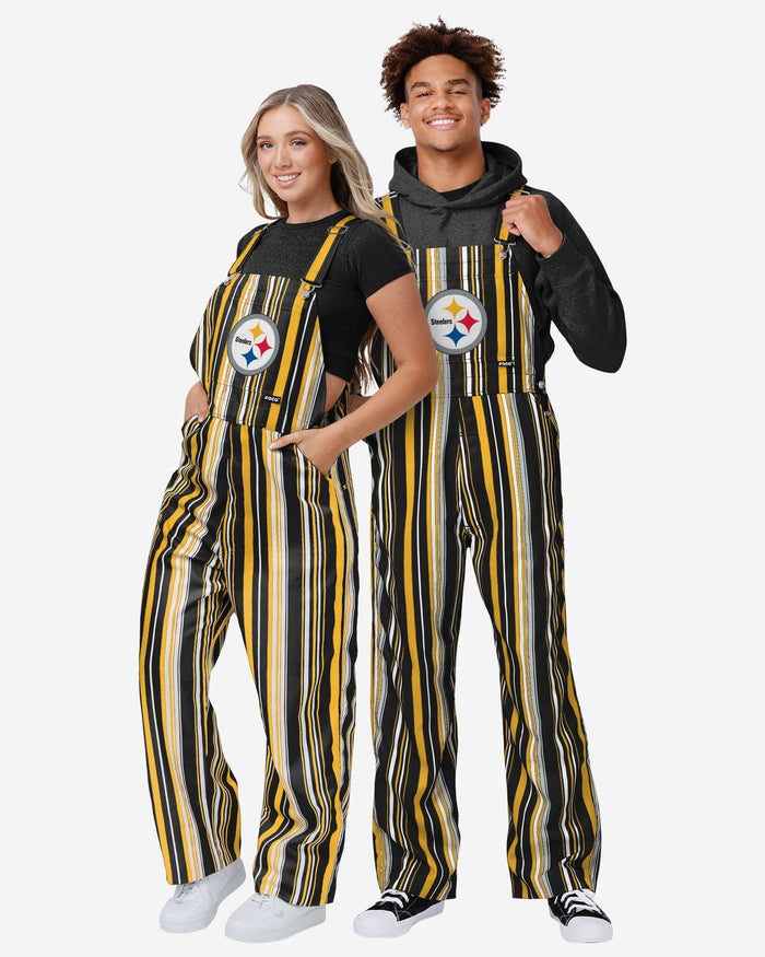 Pittsburgh Steelers Womens Hyper Stripe Bib Overalls FOCO - FOCO.com