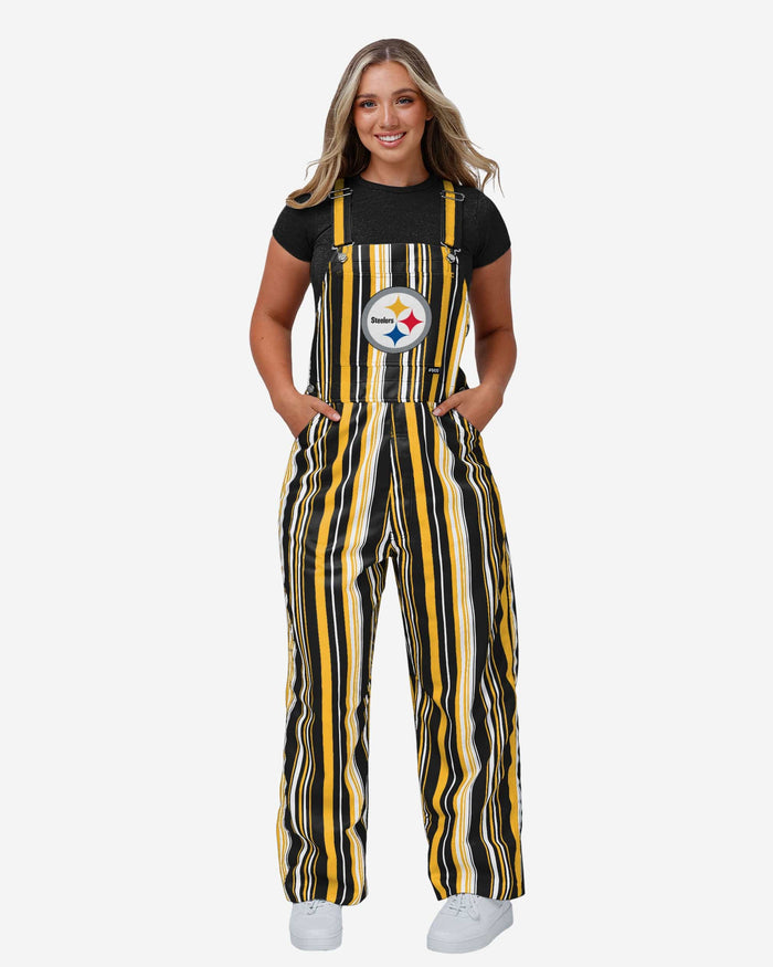 Pittsburgh Steelers Womens Hyper Stripe Bib Overalls FOCO XS - FOCO.com