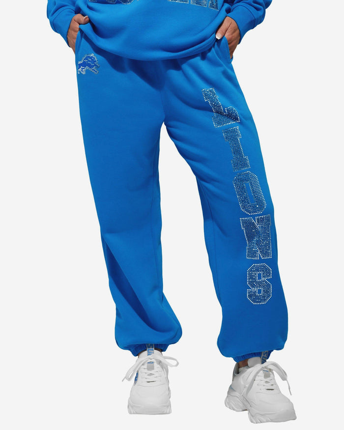 Detroit Lions Womens Big Wordmark Rhinestone Sweatpants FOCO S - FOCO.com