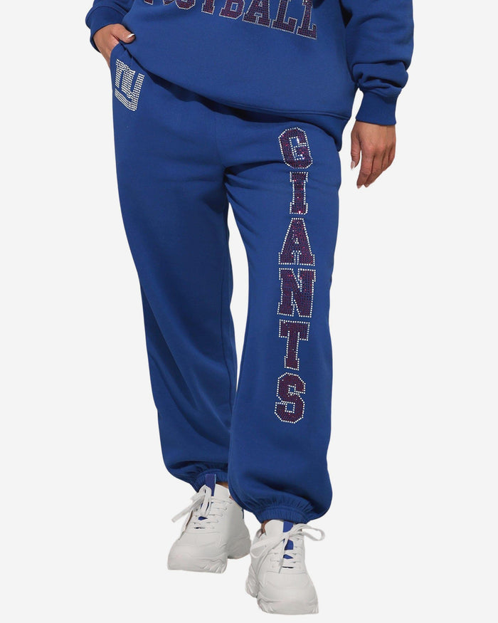 New York Giants Womens Big Wordmark Rhinestone Sweatpants FOCO S - FOCO.com