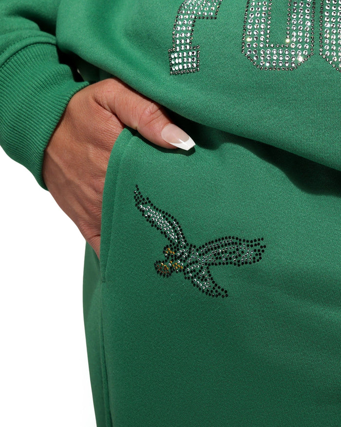 Philadelphia Eagles Retro Womens Big Wordmark Rhinestone Sweatpants FOCO S - FOCO.com