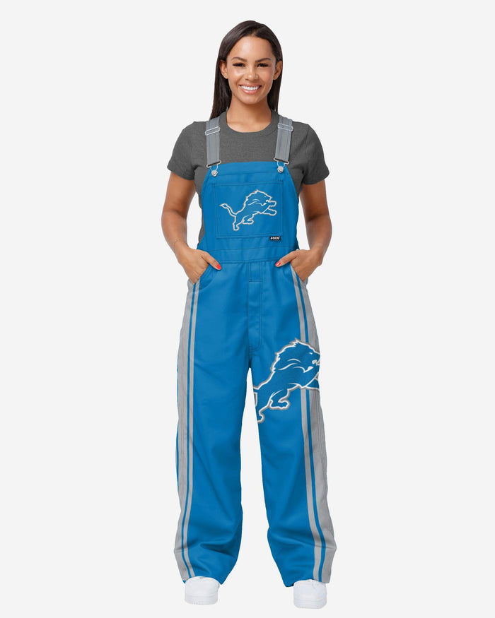 Detroit Lions Womens Team Stripe Bib Overalls FOCO XS - FOCO.com
