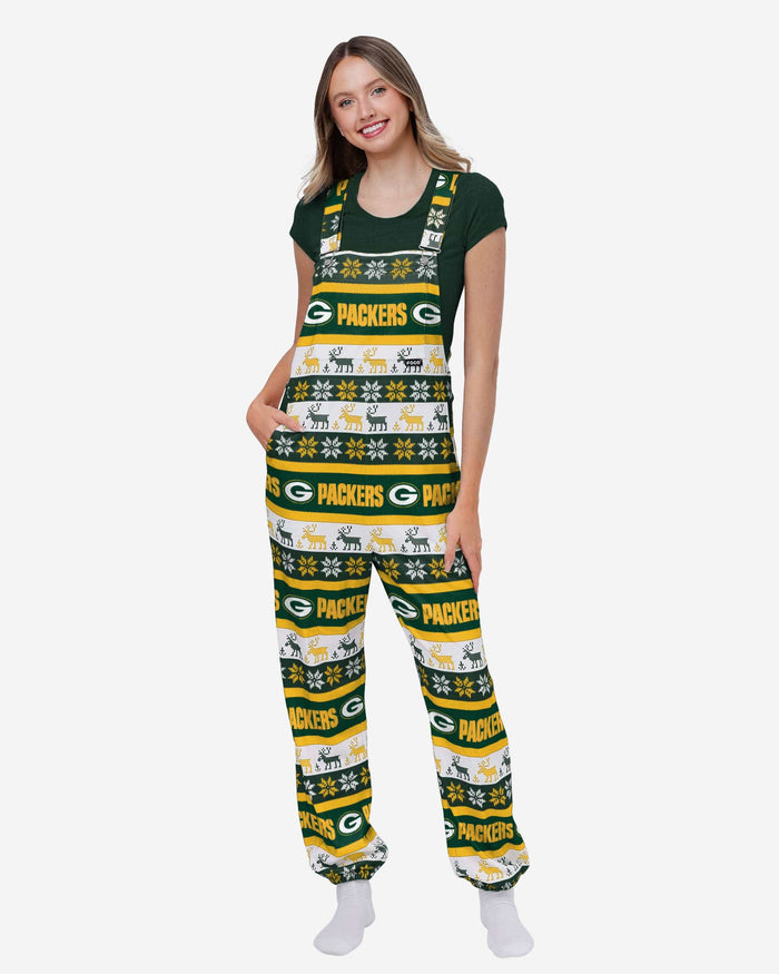 Green Bay Packers Womens Ugly Home Gating Bib Overalls FOCO XS - FOCO.com