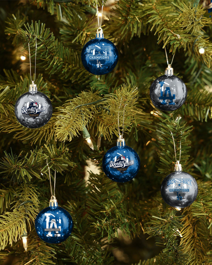 Los Angeles Dodgers 2025 Back To Back World Series Champions 12 Pack Plastic Ball Ornament Set FOCO - FOCO.com