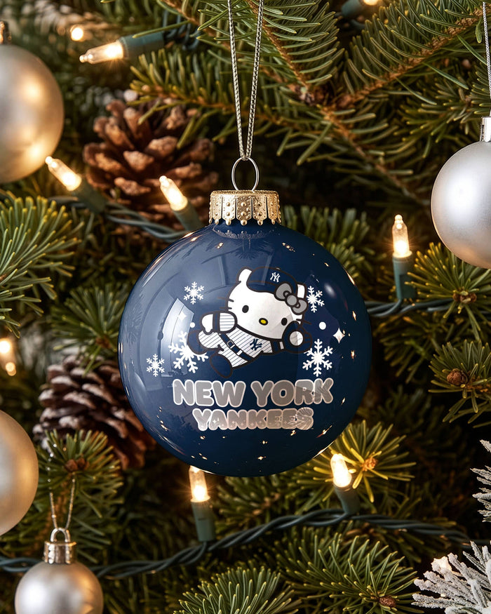 New York Yankees Hello Kitty® Glass Ball Ornament FOCO - FOCO.com