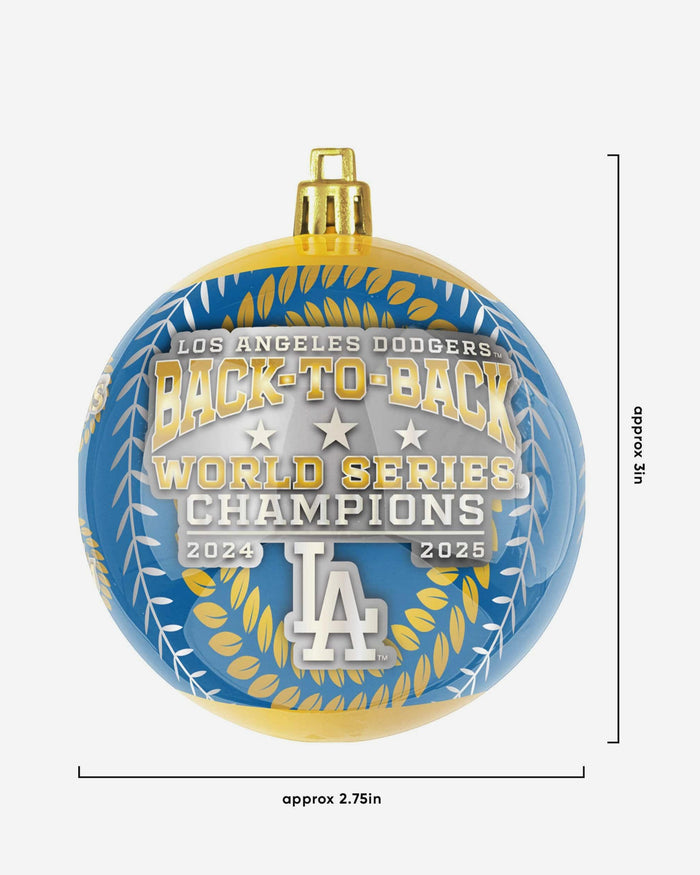 Los Angeles Dodgers 2025 Back To Back World Series Champions 5 Pack Shatterproof Ball Ornament Set FOCO - FOCO.com