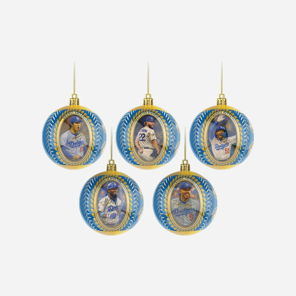 Los Angeles Dodgers 2025 Back To Back World Series Champions 5 Pack Shatterproof Ball Ornament Set FOCO - FOCO.com