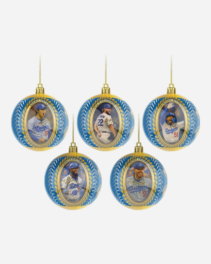Los Angeles Dodgers 2025 Back To Back World Series Champions 5 Pack Shatterproof Ball Ornament Set FOCO - FOCO.com