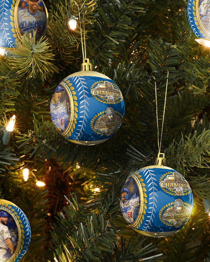 Los Angeles Dodgers 2025 Back To Back World Series Champions 5 Pack Shatterproof Ball Ornament Set FOCO - FOCO.com