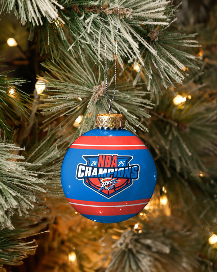 Oklahoma City Thunder 2025 NBA Champions Glass Ball Ornament FOCO - FOCO.com
