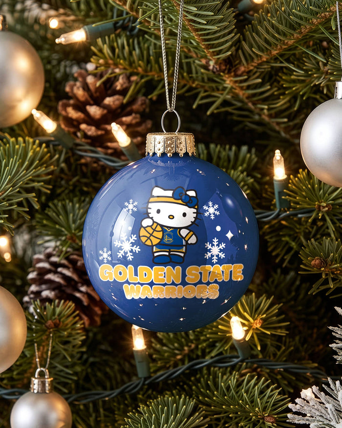 Golden State Warriors Hello Kitty® Glass Ball Ornament FOCO - FOCO.com