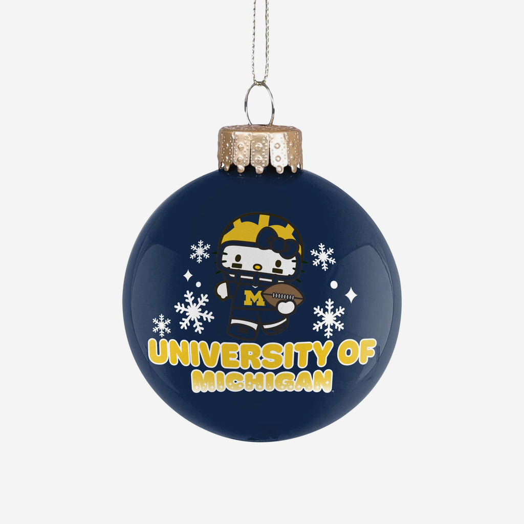 Michigan Wolverines Hello Kitty® Glass Ball Ornament FOCO - FOCO.com