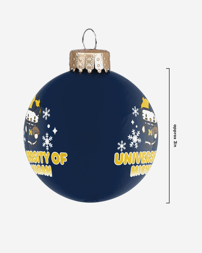 Michigan Wolverines Hello Kitty® Glass Ball Ornament FOCO - FOCO.com
