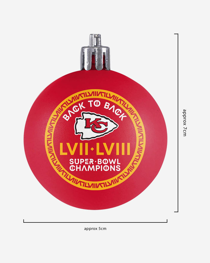 Kansas City Chiefs Super Bowl LVIII Champions 12 Pack Plastic Ball Ornament Set FOCO - FOCO.com