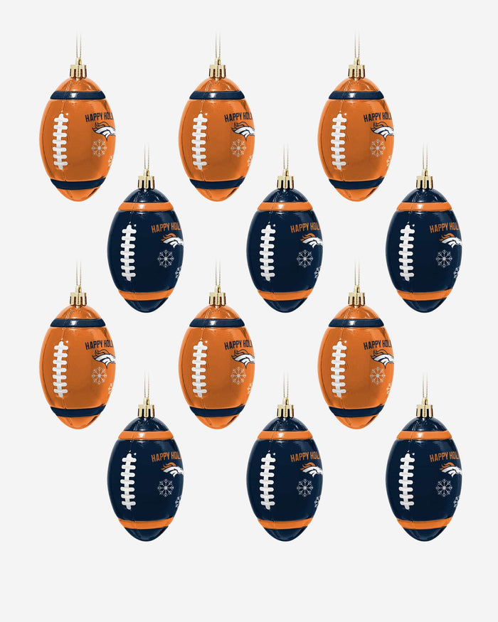Denver Broncos 12 Pack Football Ornament Set FOCO - FOCO.com