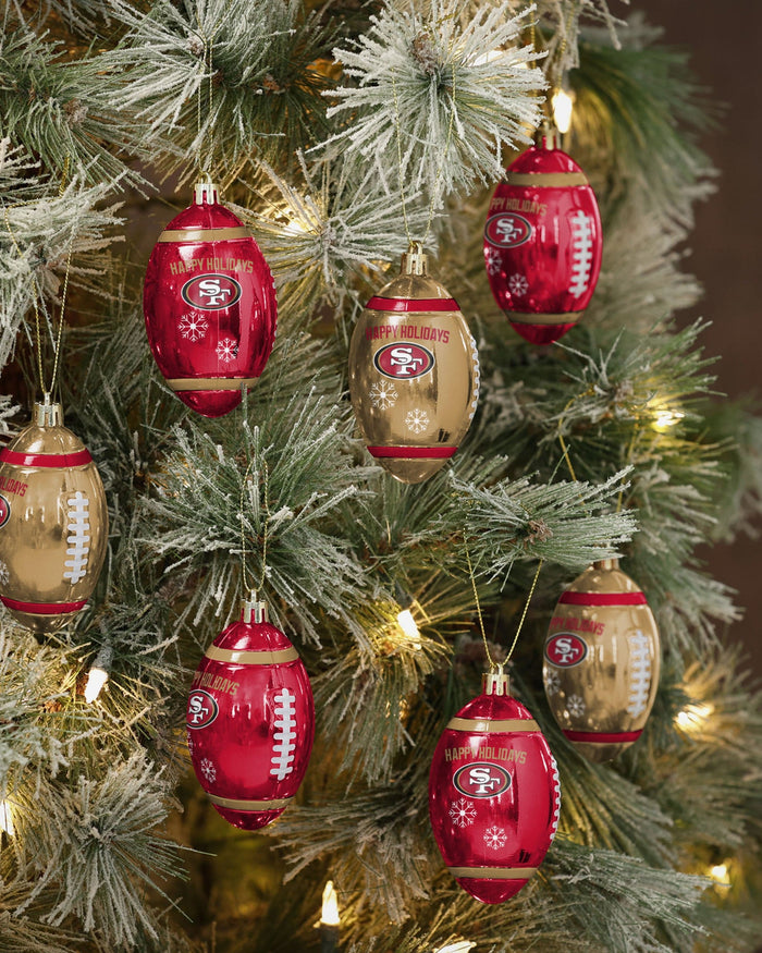 San Francisco 49ers 12 Pack Football Ornament Set FOCO - FOCO.com
