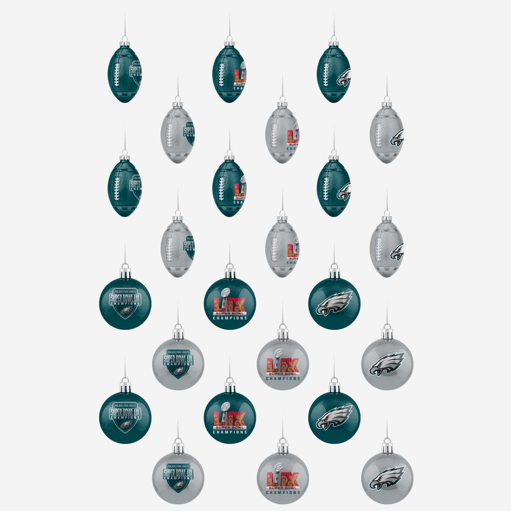 Philadelphia Eagles Super Bowl LIX Champions 24 Pack Ornament Set FOCO - FOCO.com