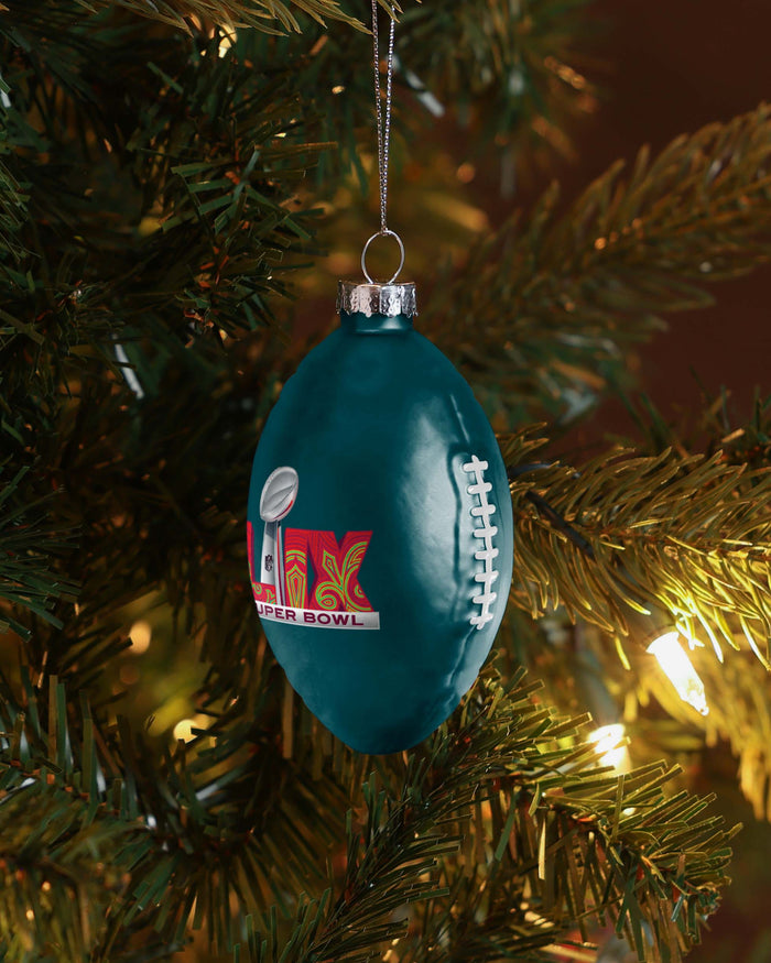 Philadelphia Eagles Super Bowl LIX Champions Blown Glass Football Ornament FOCO - FOCO.com