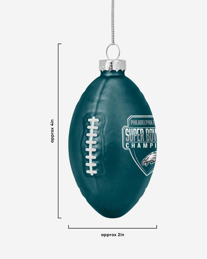 Philadelphia Eagles Super Bowl LIX Champions Blown Glass Football Ornament FOCO - FOCO.com