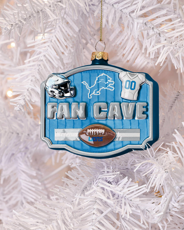 Detroit Lions Blown Glass Fan Cave Ornament FOCO - FOCO.com