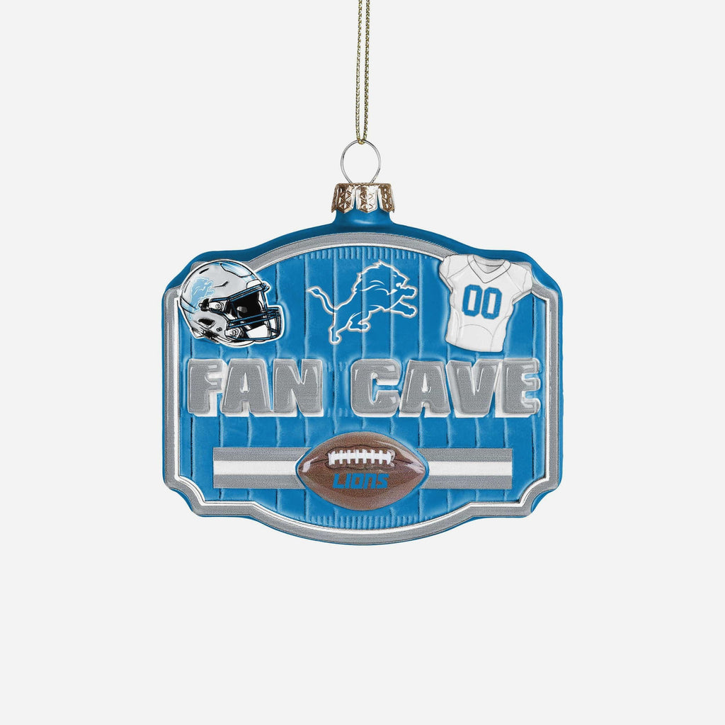 Detroit Lions Blown Glass Fan Cave Ornament FOCO - FOCO.com