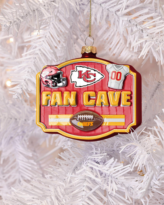 Kansas City Chiefs Blown Glass Fan Cave Ornament FOCO - FOCO.com