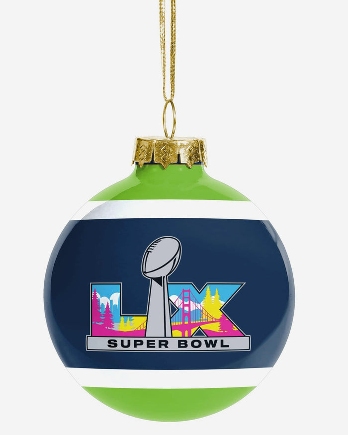 Seattle Seahawks Super Bowl LX Champions Glass Ball Ornament FOCO - FOCO.com