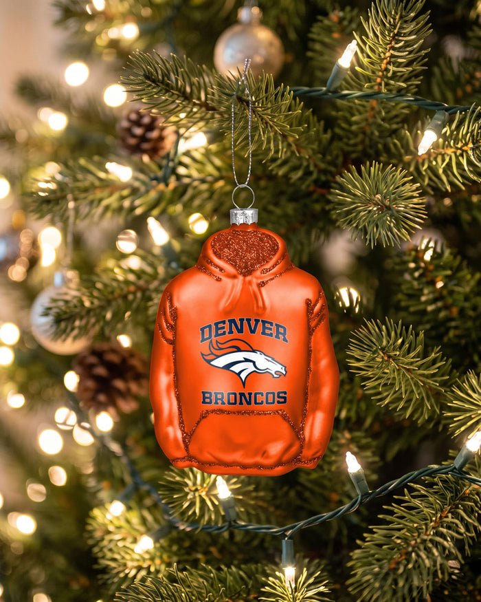 Denver Broncos Glitter Hoodie Ornament FOCO - FOCO.com