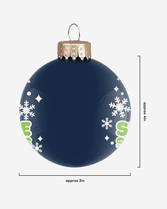 Seattle Seahawks Super Bowl LX Champions Hello Kitty® Glass Ball Ornament FOCO - FOCO.com