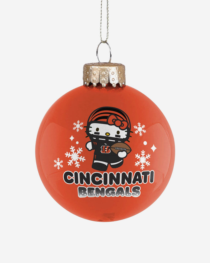 Cincinnati Bengals Hello Kitty® Glass Ball Ornament FOCO - FOCO.com