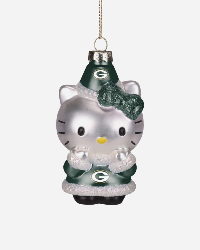 Green Bay Packers Hello Kitty® Glitter Ornament FOCO - FOCO.com