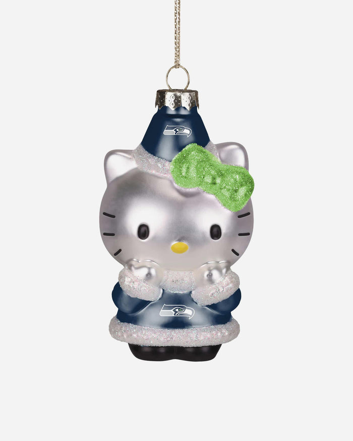 Seattle Seahawks Hello Kitty® Glitter Ornament FOCO - FOCO.com