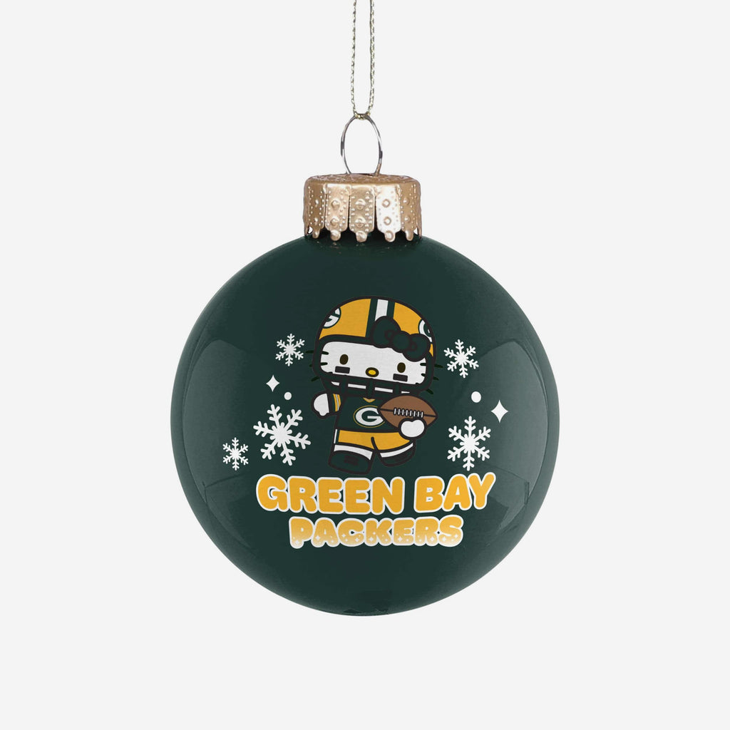 Green Bay Packers Hello Kitty® Glass Ball Ornament FOCO - FOCO.com