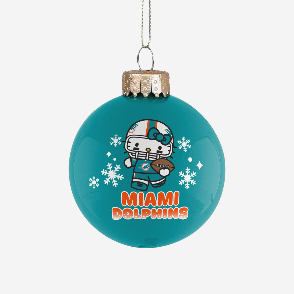 Miami Dolphins Hello Kitty® Glass Ball Ornament FOCO - FOCO.com