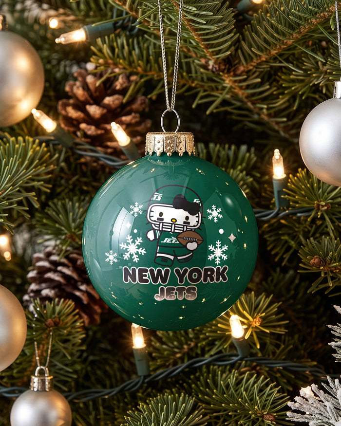 New York Jets Hello Kitty® Glass Ball Ornament FOCO - FOCO.com