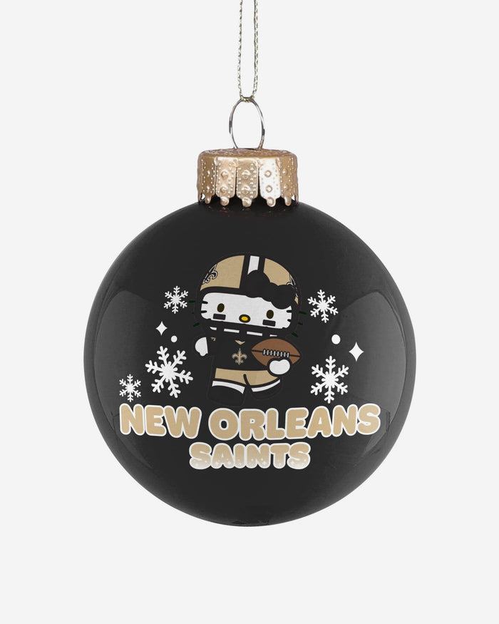 New Orleans Saints Hello Kitty® Glass Ball Ornament FOCO - FOCO.com