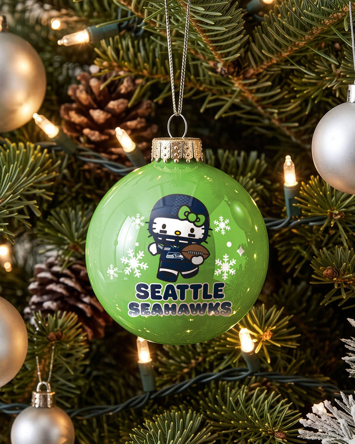 Seattle Seahawks Hello Kitty® Glass Ball Ornament FOCO - FOCO.com
