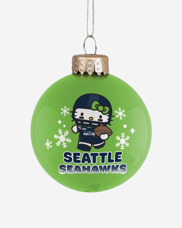 Seattle Seahawks Hello Kitty® Glass Ball Ornament FOCO - FOCO.com