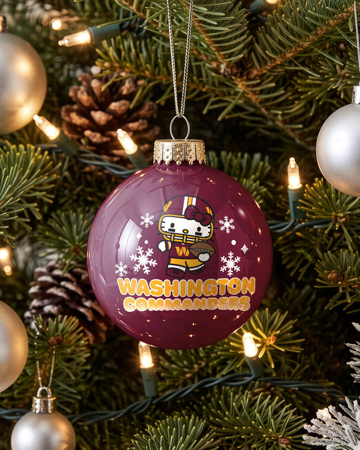 Washington Commanders Hello Kitty® Glass Ball Ornament FOCO - FOCO.com