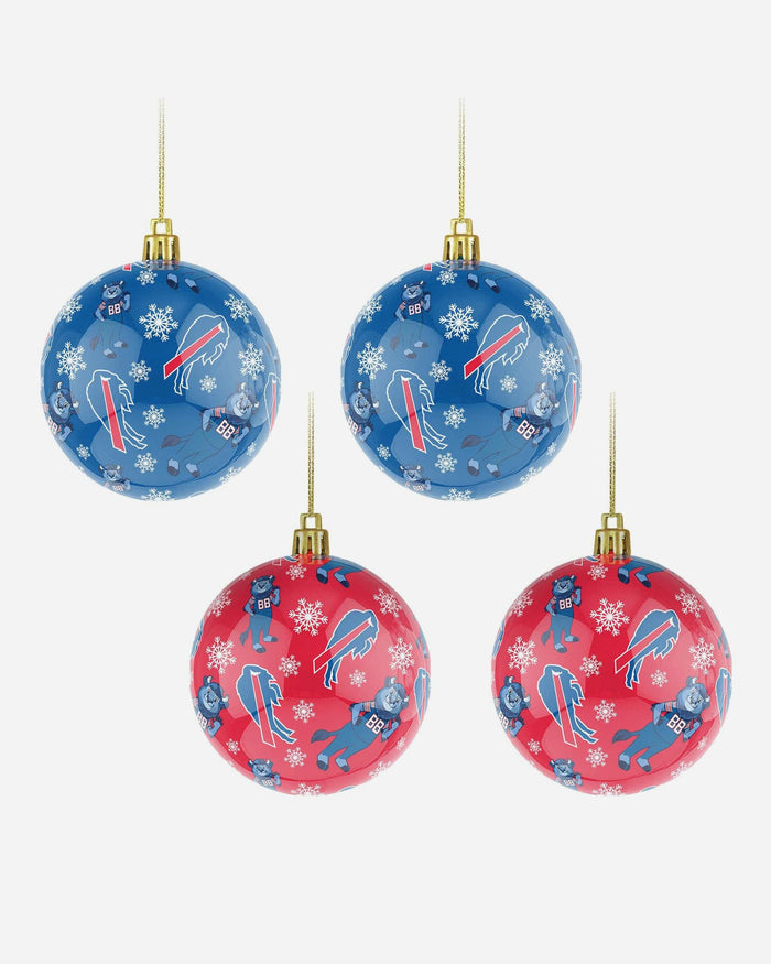 Buffalo Bills 4 Pack Ball Mascot Ornament Set FOCO - FOCO.com
