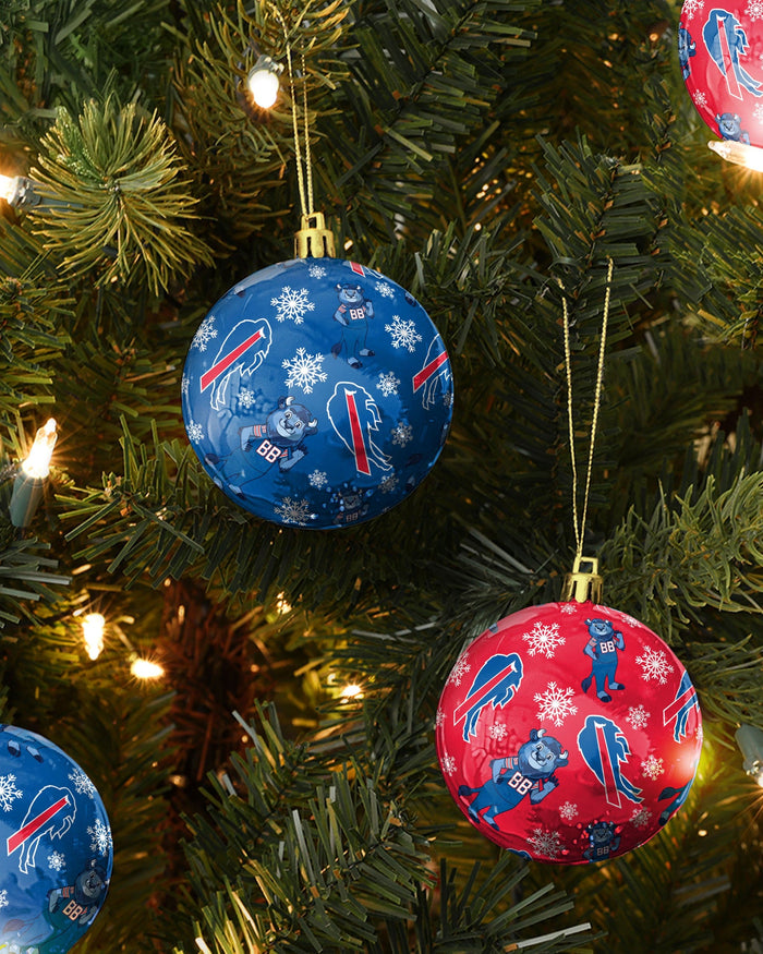 Buffalo Bills 4 Pack Ball Mascot Ornament Set FOCO - FOCO.com