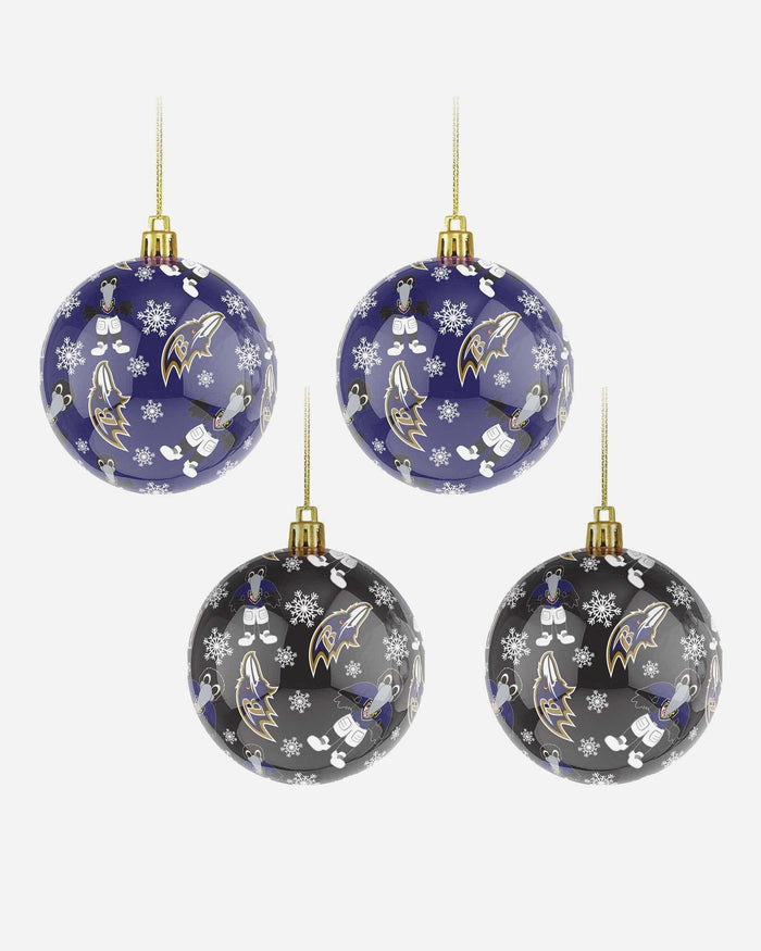 Baltimore Ravens 4 Pack Ball Mascot Ornament Set FOCO - FOCO.com