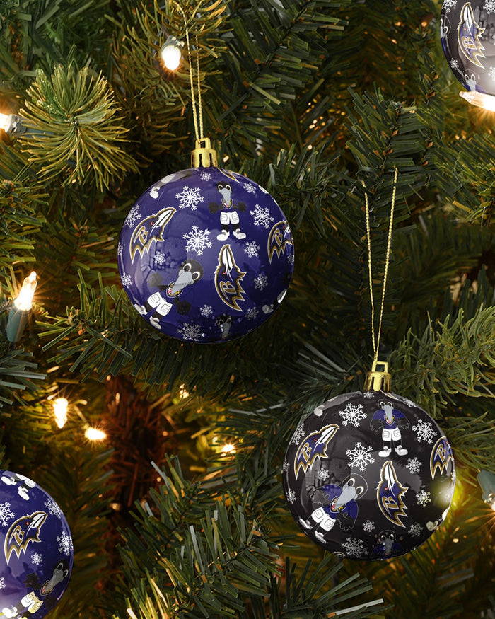 Baltimore Ravens 4 Pack Ball Mascot Ornament Set FOCO - FOCO.com
