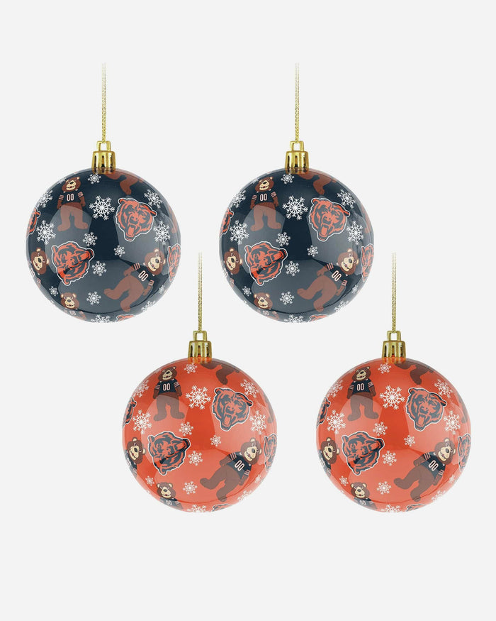 Chicago Bears 4 Pack Ball Mascot Ornament Set FOCO - FOCO.com