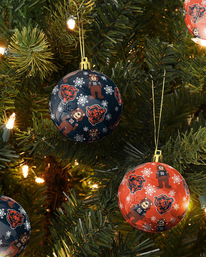 Chicago Bears 4 Pack Ball Mascot Ornament Set FOCO - FOCO.com