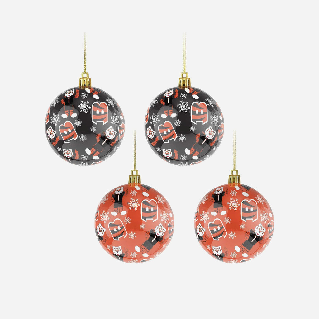 Cincinnati Bengals 4 Pack Ball Mascot Ornament Set FOCO - FOCO.com