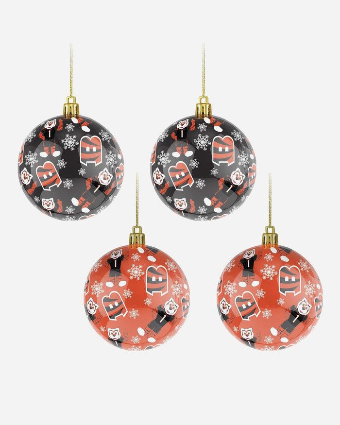 Cincinnati Bengals 4 Pack Ball Mascot Ornament Set FOCO - FOCO.com